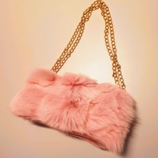 Rose pink fox fur handbag
