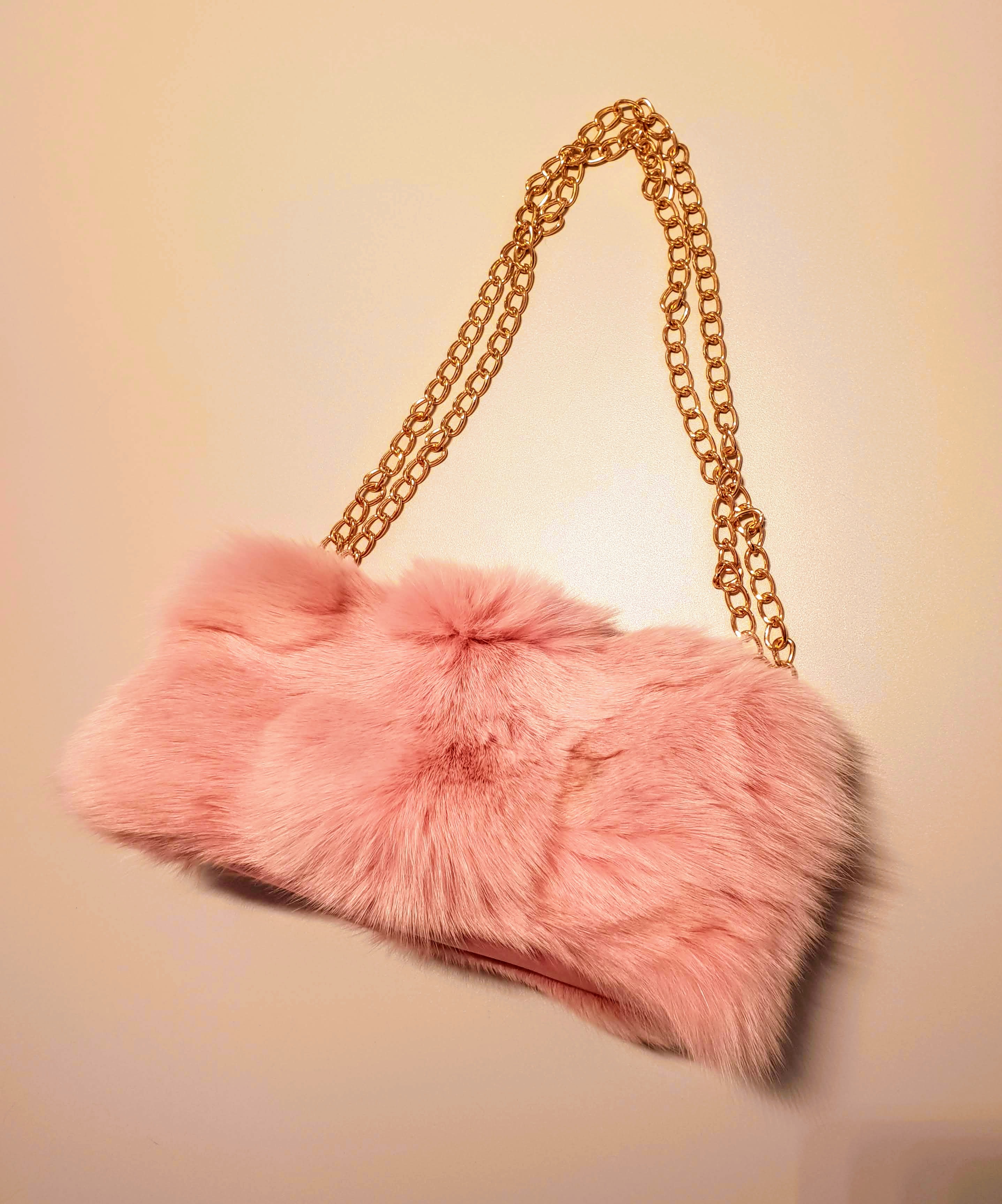 Rose Pink Fox Fur Handbag Patras Furs