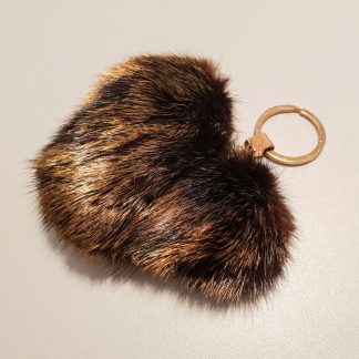 Black and gold mink heart keyring